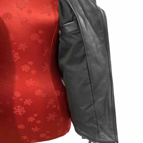 Harley Davidson Black Leather Jacket Womens Size M Biker Bomber Moto Classic USA - Picture 13 of 15